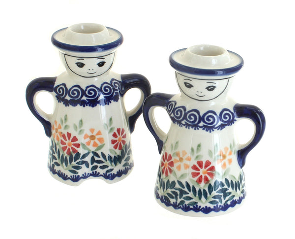 Garden Bouquet Lady & Man Candlestick Holders