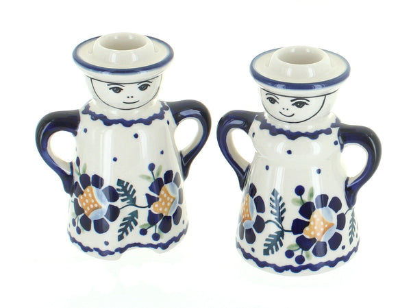 Sunflower Lady & Man Candlestick Holders