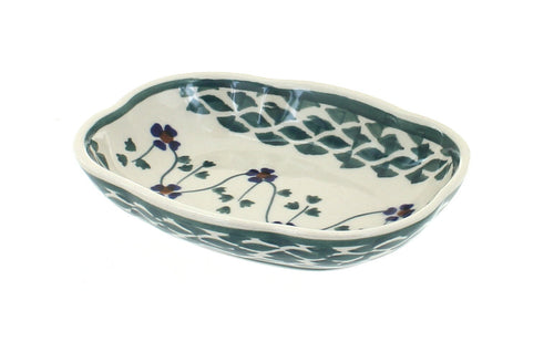 Polish Pottery Sage Floral Soap Dish