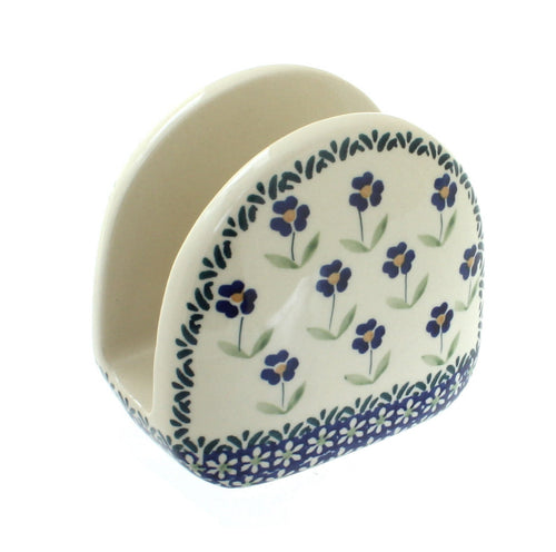 Polish Pottery Blue Daisy Napkin Holder