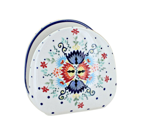Polish Pottery Desert Flower Napkin Holder