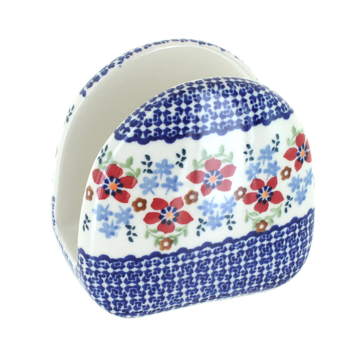 Polish Pottery Red Poppy Napkin Holder