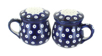 Polish Pottery Dots Salt & Pepper Shakers with Handles