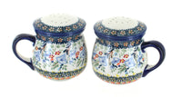 Polish Pottery Periwinkle Salt & Pepper Shakers with Handles