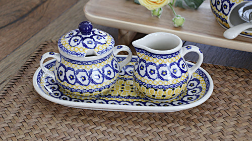 Saffron Small Cream & Sugar Set with Tray Polish Pottery