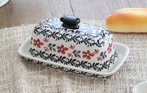 Scarlett Ivy Butter Dish Polish Pottery