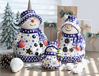 Snowflake Snowman Luminary Polish Pottery