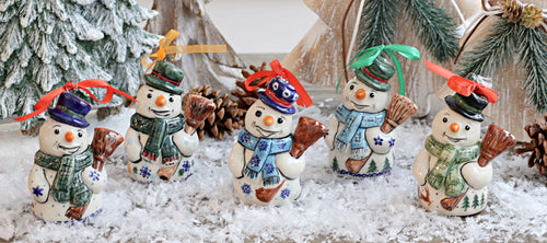 Arctic Holidays Snowman Ornament Polish Pottery