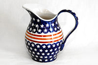 Stars & Stripes Pitcher Polish Pottery