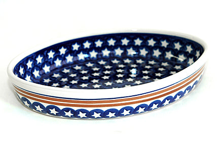 Stars & Stripes Medium Oval Baker Polish Pottery