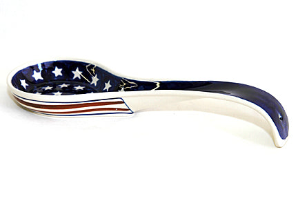 Stars & Stripes Large Spoon Rest Polish Pottery