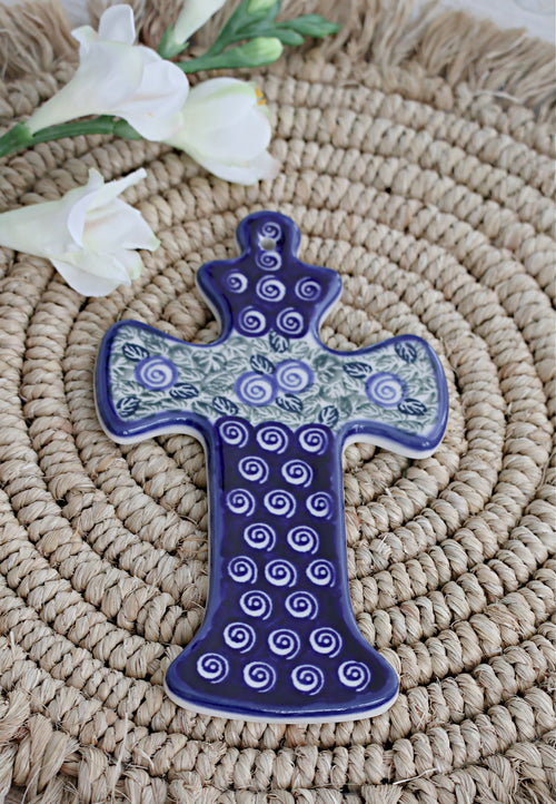 Seaside Swirl Cross Polish Pottery