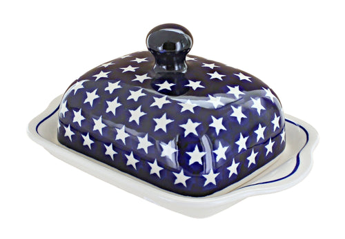 Polish Pottery Stars Square Butter Dish