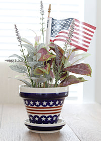 Stars & Stripes Small Flower Pot Polish Pottery
