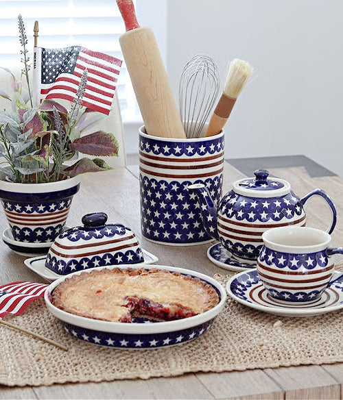 Stars & Stripes Bell Shaped Mug Polish Pottery