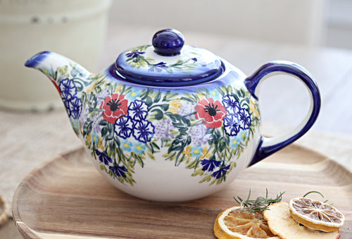 Summer Garden Large Teapot Polish Pottery