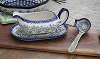 Summer Vine Gravy Boat & Ladle Polish Pottery