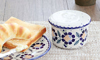 Sunflower French Butter Dish Polish Pottery