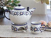 Sunflower Large Teapot & Warmer Polish Pottery