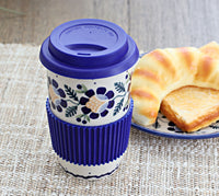 Sunflower Travel Coffee Mug Polish Pottery