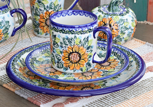 Sunflower Splendor 16 Piece Dinner Set Polish Pottery