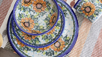Sunflower Splendor 16 Piece Dinner Set Polish Pottery