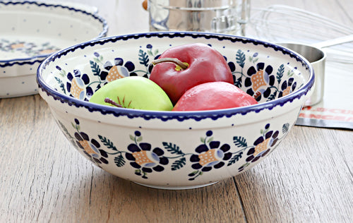 Sunflower Large Serving Bowl Polish Pottery