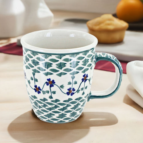 Sage Floral Coffee Mug Polish Pottery
