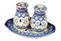 Savannah Salt & Pepper Shakers with Tray Polish Pottery
