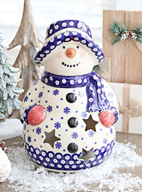 Snowflake Snowman Luminary Set Polish Pottery