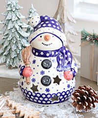 Snowflake Snowman Luminary Set Polish Pottery
