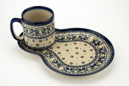 Spring Blossom Breakfast Plate with Mug Polish Pottery