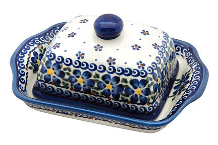 Spring Blossom Square Butter Dish Polish Pottery