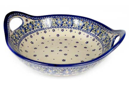 Spring Blossom Deep Bowl with Handles Polish Pottery