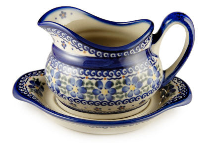 Spring Blossom Gravy Boat & Plate Polish Pottery