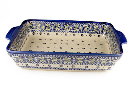 Spring Blossom Baker with Handles Polish Pottery