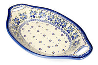 Spring Blossom Bread Tray with Handles Polish Pottery