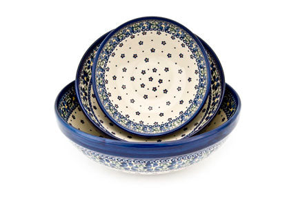 Spring Blossom 3 Piece Serving Bowl Set Polish Pottery