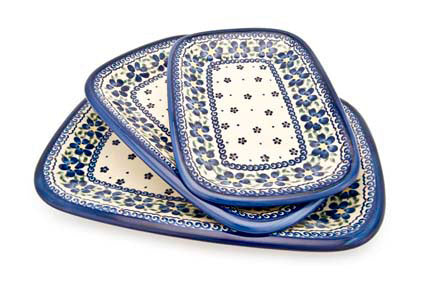 Spring Blossom 3 Piece Rectangular Serving Set Polish Pottery