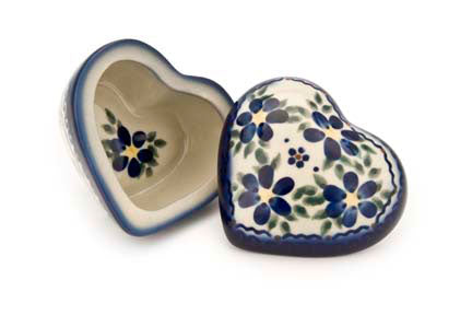 Spring Blossom Small Heart Box Polish Pottery