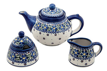 Spring Blossom 3 Piece Tea Set Polish Pottery