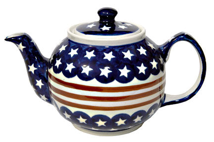 Stars & Stripes Medium Teapot Polish Pottery