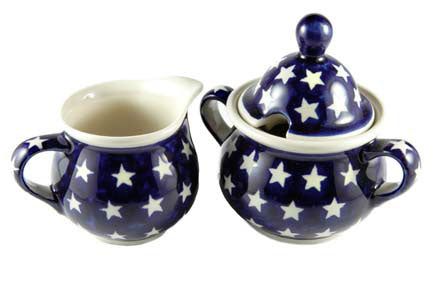 Stars Cream & Sugar Set Polish Pottery