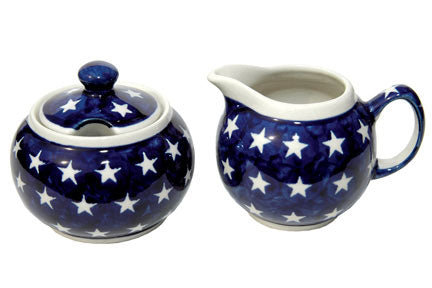 Stars Cream & Sugar Set Polish Pottery