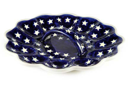 Stars Egg Plate Polish Pottery