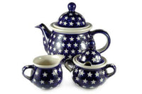 Stars Three Piece Tea Set Polish Pottery