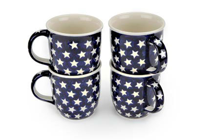 Stars 4 Piece Mug Set Polish Pottery