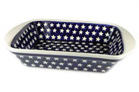 Stars Large Rectangular Baker with Handles Polish Pottery