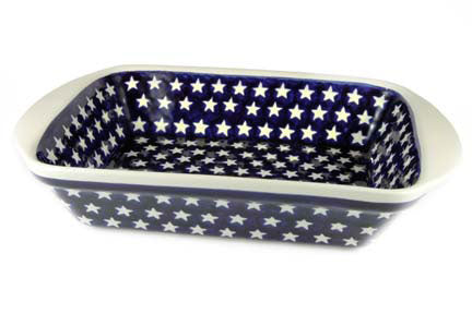 Stars Large Rectangular Baker with Handles Polish Pottery
