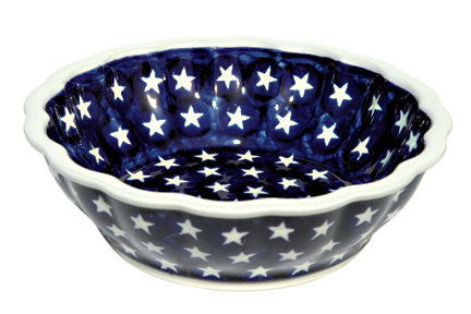 Stars Medium Scallop Bowl Polish Pottery
